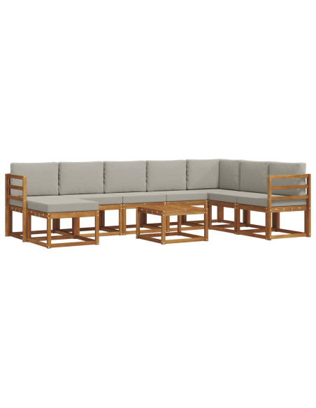 Set di divani con cuscino 9 pcs Grigio Naturale e Chiaro