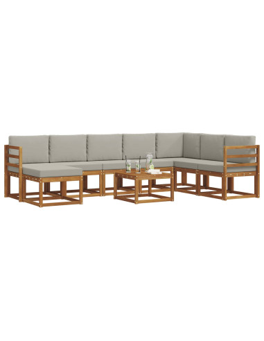 Set di divani con cuscino 9 pcs Grigio Naturale e Chiaro
