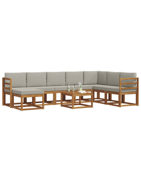 Set di divani con cuscino 9 pcs Grigio Naturale e Chiaro