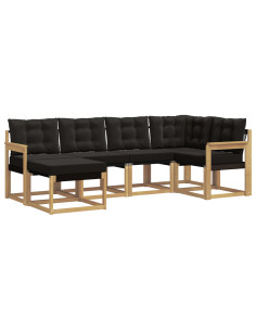 Set di divani da esterno con cuscino 6 pcs Bianco e Nero 2