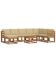 Set di divani con cuscino 9 pcs Naturale e Beige 2