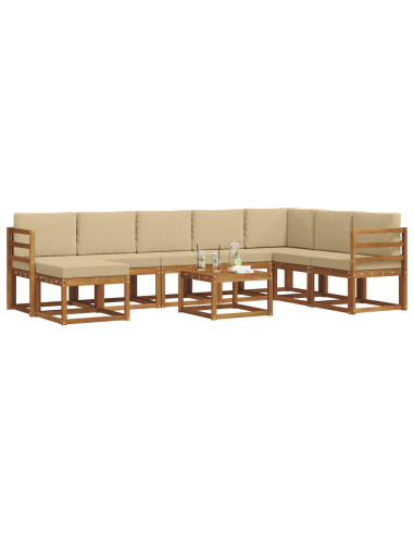 Set di divani con cuscino 9 pcs Naturale e Beige