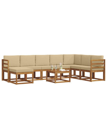Set di divani con cuscino 9 pcs Naturale e Beige