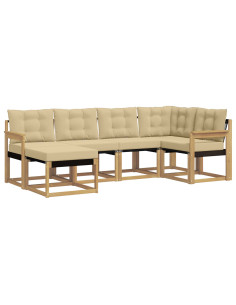 Set di divani da esterno con cuscino 6 pcs Bianco e Beige 2