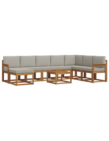 Set di divani con cuscino 9 pcs Grigio Naturale e Chiaro