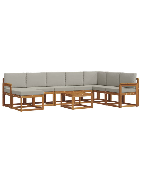 Set di divani con cuscino 9 pcs Grigio Naturale e Chiaro