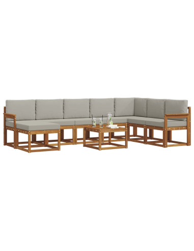Set di divani con cuscino 9 pcs Grigio Naturale e Chiaro