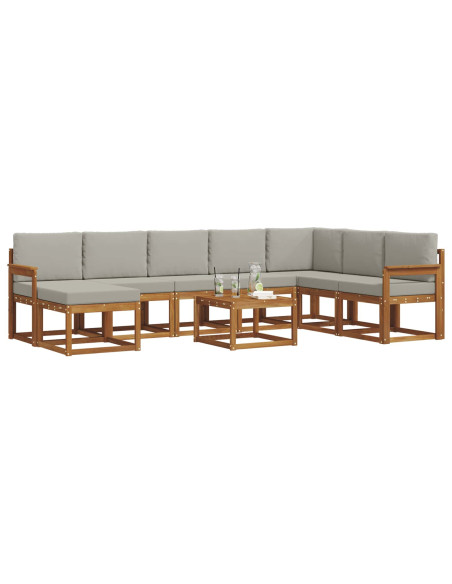 Set di divani con cuscino 9 pcs Grigio Naturale e Chiaro