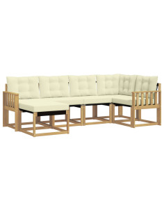 Set di divani da esterno con cuscino 6 pcs Bianco e Crema 2