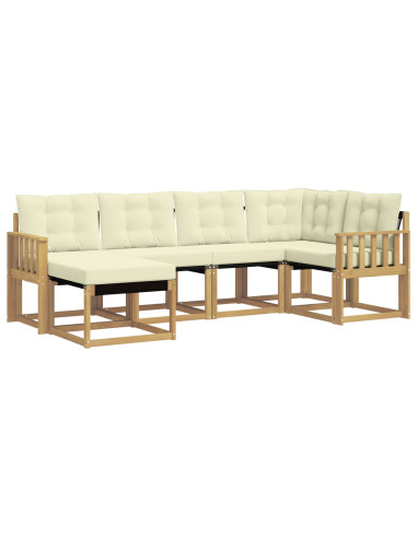Set di divani da esterno con cuscino 6 pcs Bianco e Crema