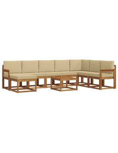 Set di divani con cuscino 9 pcs Naturale e Beige 2