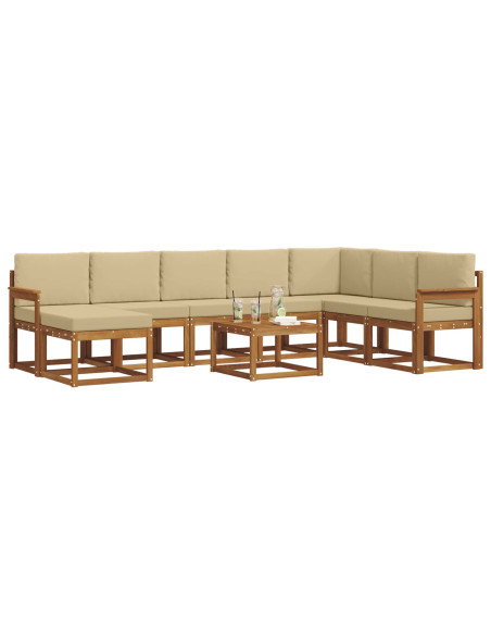 Set di divani con cuscino 9 pcs Naturale e Beige