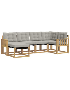 Set di divani da esterno 6 pcs Bianco e Grigio Chiaro 2