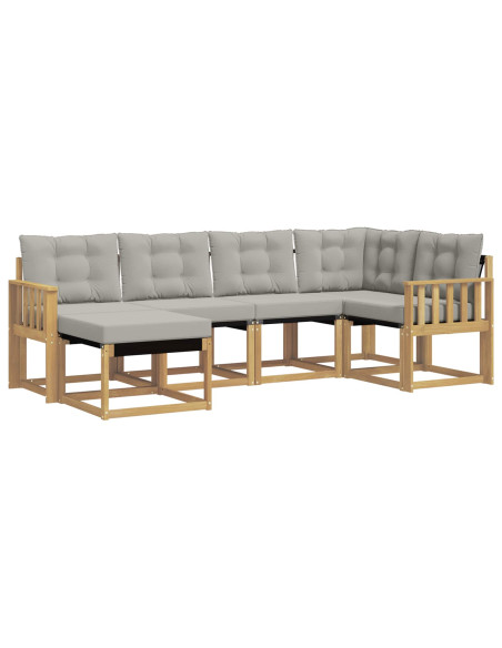 Set di divani da esterno 6 pcs Bianco e Grigio Chiaro