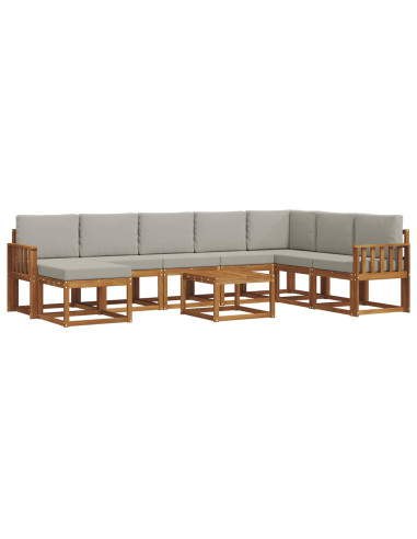 Set di divani con cuscino 9 pcs Grigio Naturale e Chiaro