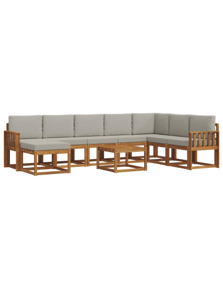 Set di divani con cuscino 9 pcs Grigio Naturale e Chiaro