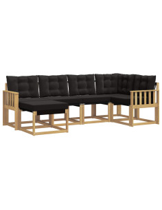 Set di divani da esterno con cuscino 6 pcs Bianco e Nero 2
