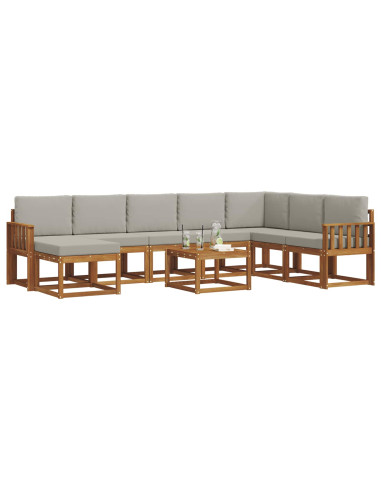 Set di divani con cuscino 9 pcs Grigio Naturale e Chiaro