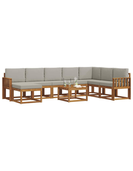 Set di divani con cuscino 9 pcs Grigio Naturale e Chiaro