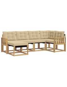 Set di divani da esterno con cuscino 6 pcs Bianco e Beige 2