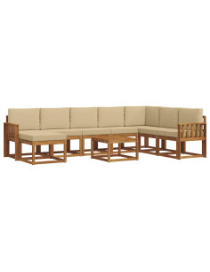 Set di divani con cuscino 9 pcs Naturale e Beige 2