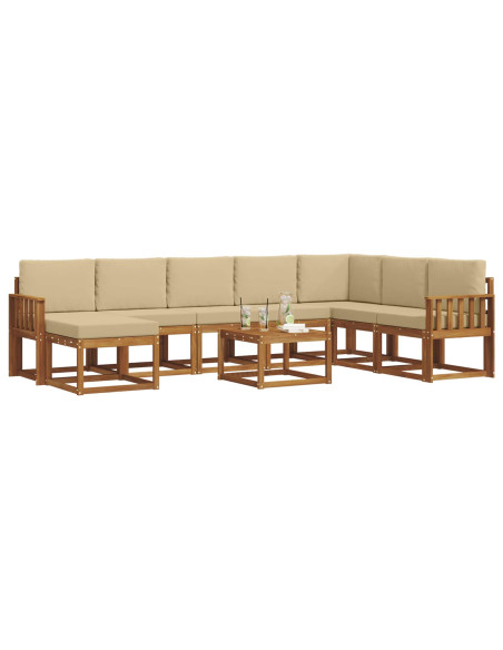 Set di divani con cuscino 9 pcs Naturale e Beige