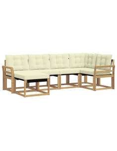 Set di divani da esterno con cuscino 6 pcs Bianco e Crema 2