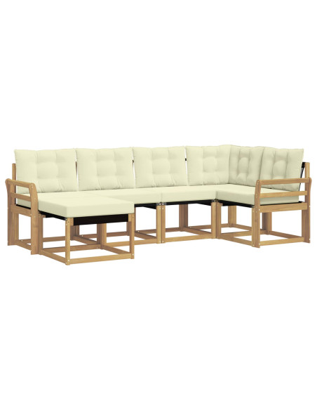 Set di divani da esterno con cuscino 6 pcs Bianco e Crema