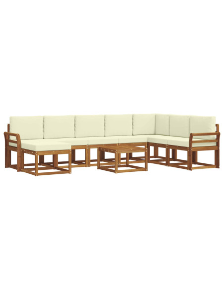 Set di divani con cuscino 9 pcs Naturale e Crema