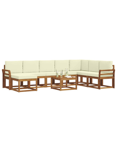 Set di divani con cuscino 9 pcs Naturale e Crema