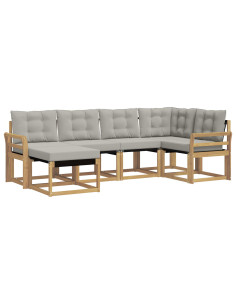 Set di divani da esterno 6 pcs Bianco e Grigio Chiaro 2