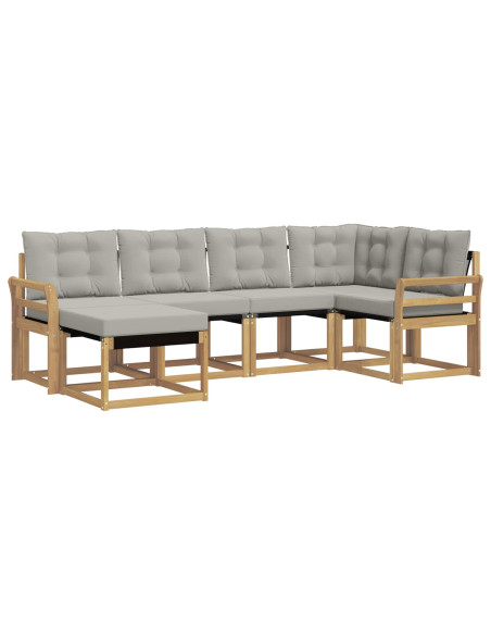 Set di divani da esterno 6 pcs Bianco e Grigio Chiaro
