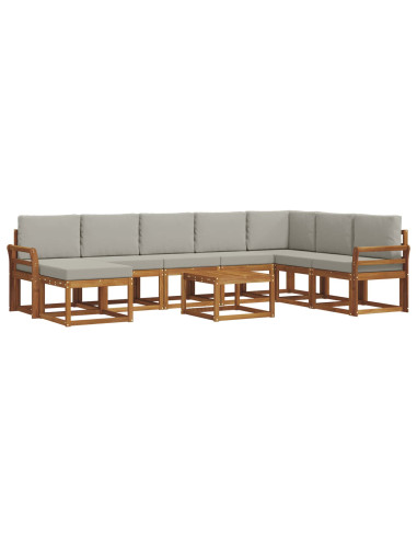 Set di divani con cuscino 9 pcs Grigio Naturale e Chiaro