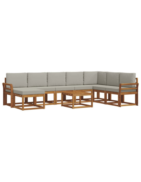 Set di divani con cuscino 9 pcs Grigio Naturale e Chiaro