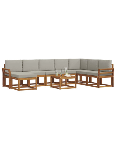 Set di divani con cuscino 9 pcs Grigio Naturale e Chiaro