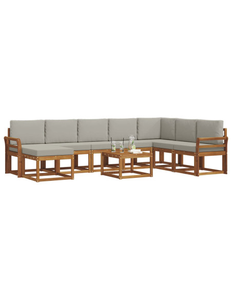 Set di divani con cuscino 9 pcs Grigio Naturale e Chiaro