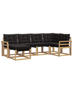 Set di divani da esterno con cuscino 6 pcs Bianco e Nero 2