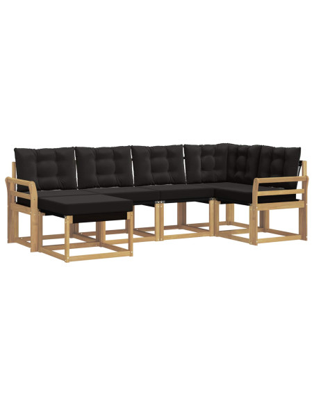 Set di divani da esterno con cuscino 6 pcs Bianco e Nero