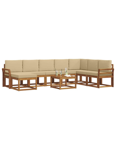 Set di divani con cuscino 9 pcs Naturale e Beige