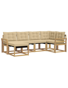 Set di divani da esterno con cuscino 6 pcs Bianco e Beige 2