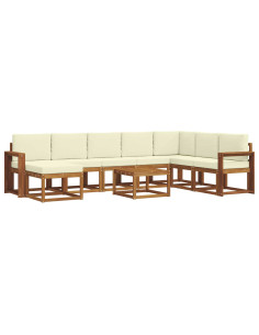Set di divani con cuscino 9 pcs Naturale e Crema 2