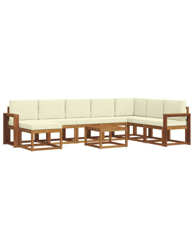 Set di divani con cuscino 9 pcs Naturale e Crema
