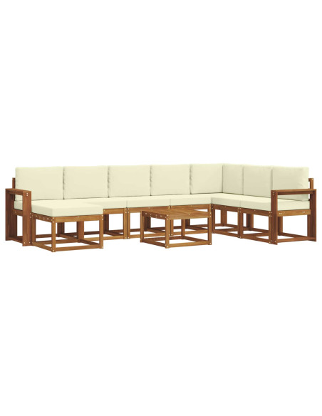 Set di divani con cuscino 9 pcs Naturale e Crema