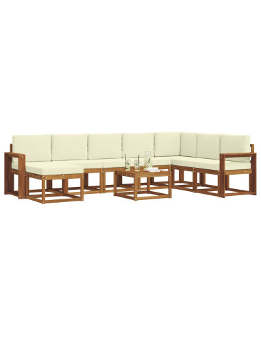 Set di divani con cuscino 9 pcs Naturale e Crema