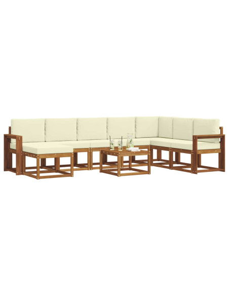 Set di divani con cuscino 9 pcs Naturale e Crema