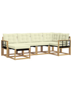 Set di divani da esterno con cuscino 6 pcs Bianco e Crema 2