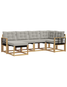 Set di divani da esterno 6 pcs Bianco e Grigio Chiaro 2