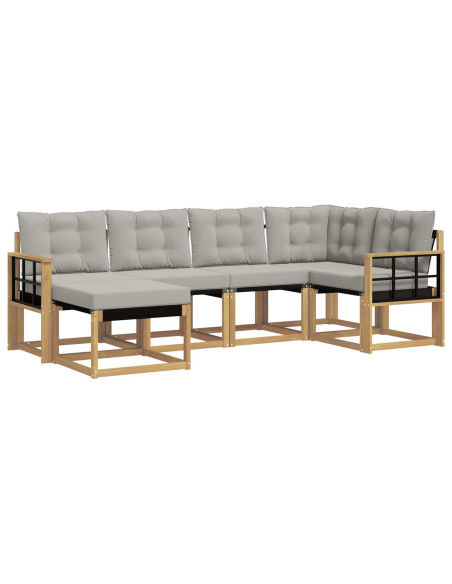 Set di divani da esterno 6 pcs Bianco e Grigio Chiaro