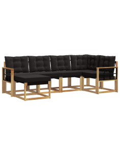 Set di divani da esterno con cuscino 6 pcs Bianco e Nero 2
