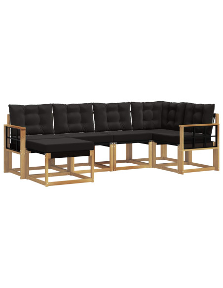 Set di divani da esterno con cuscino 6 pcs Bianco e Nero